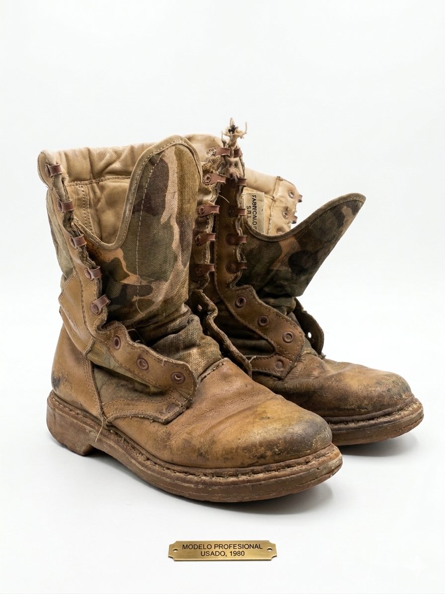 Bota de Ejército Argentino fabricada en 1990, con quince años de uso